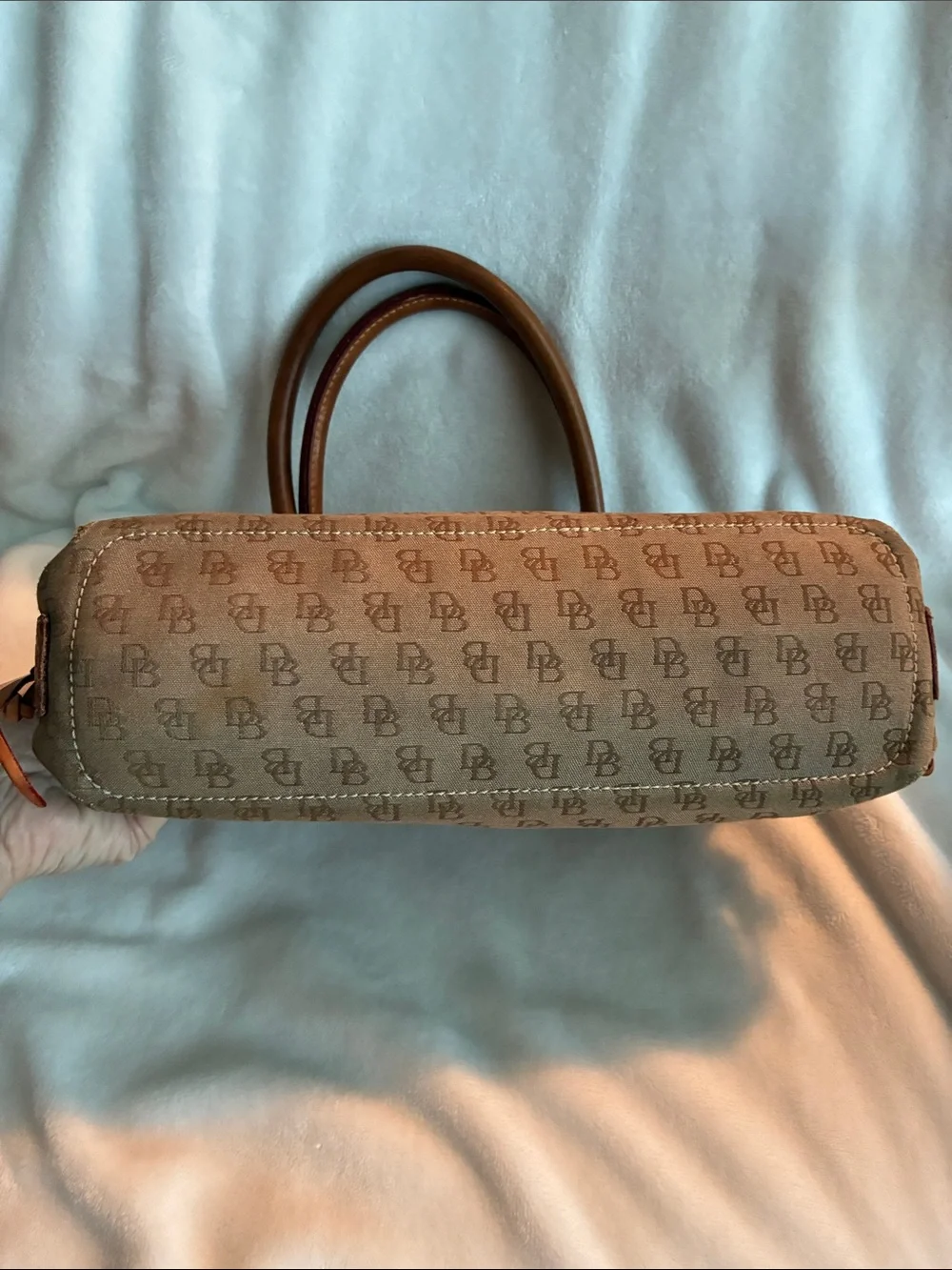 Dooney & Bourke  Brown Monogram Handbag with Tassel Accent